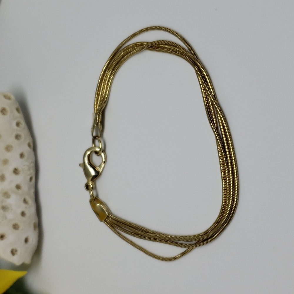 4-strand bracelet lobster clasp Vintage gold tone
